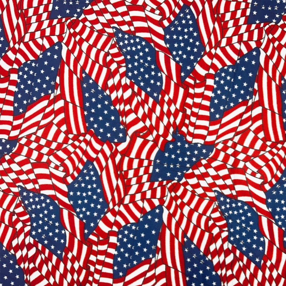 American USA Flags Allover Patriotic Fleece Fabric – 60″ Wide – Sold by The Yard