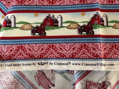 Farmall Tractor Fabric Country Farm Border Print Red Bandana Western Kids BTY