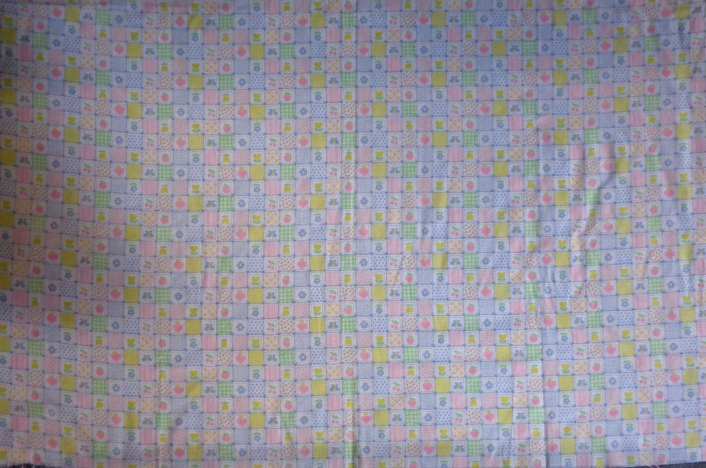BABY FABRIC WITH TINY SQUARES OF BUTTERFLIES FLOWERS 43.” X 57″