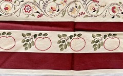 Anniversary Wall Art Fabric Panel to Embroider Tree with Apples & Hearts 17″