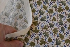 By 1/2 Yd, Vintage, Olive Burgundy Blue on Light-Tan, Classic Cottons, N6123
