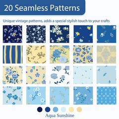 Blue Jelly Roll Fabric PreCut Cotton Strips Quilting 2.5×45″ 40 Pcs Floral