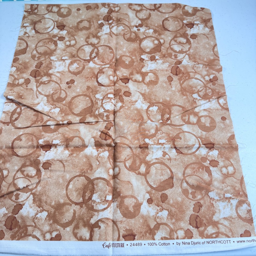 northcott quilting cotton fabric abstract circles brown cafe culture 24489 18×43