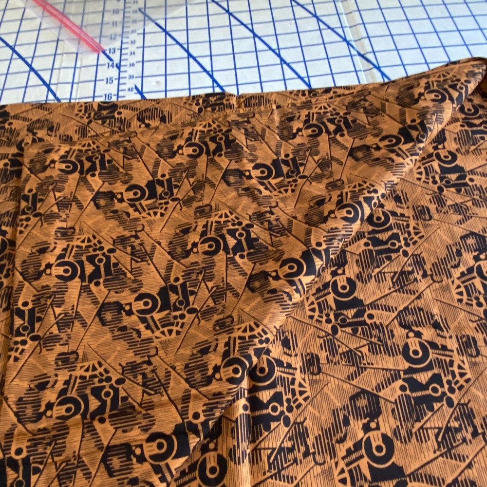 2 YD Orange Black Geometric Fabric Cotton Print Sheryl Roy