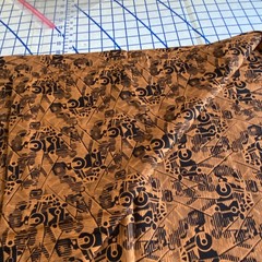 2 YD Orange Black Geometric Fabric Cotton Print Sheryl Roy