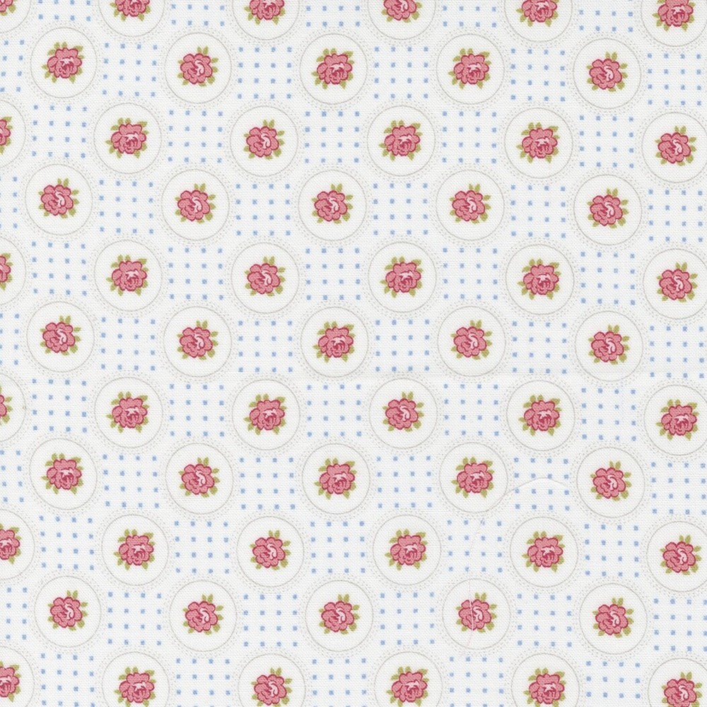 Sweet Liberty Circle Rose Blender White by Brenda Riddle for Moda 1/2 Yard
