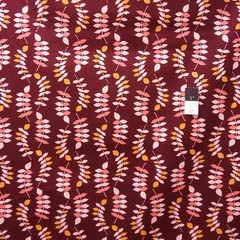 Valori Well LVW02 Jenaveve Leaves Merlot Linen Blend Fabric By Yard