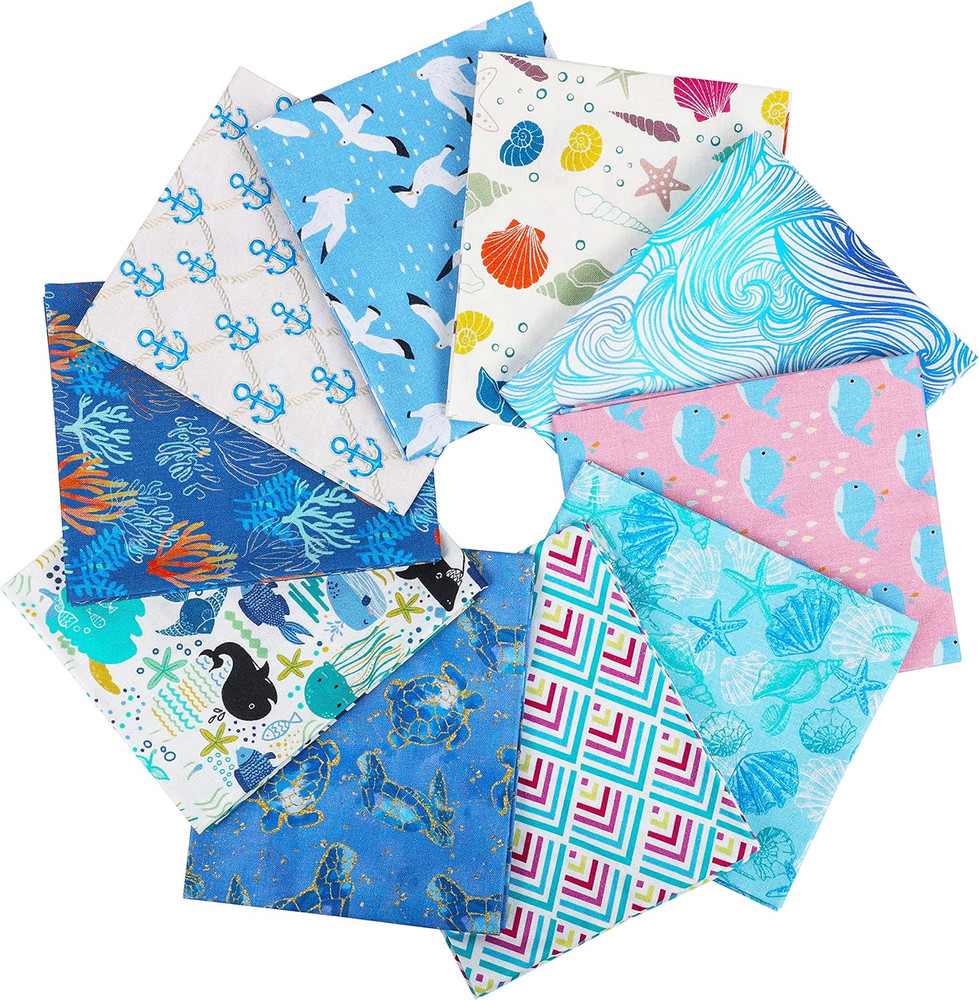 -25 Options- 100% Cotton Quilting Fabric Bundles 10Pcs Fat Quarters 18”X21”-Medi
