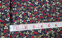 2008 RJR Fabric BE MY VALENTINE Hearts Red Green White on Navy 41″W x 1.9 Yards
