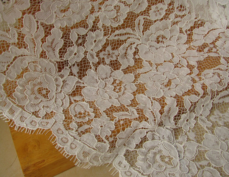 Long Eyelash Corded Wedding Lace Fabric Dancing Dress Costume DIY Tulle 3 Meters