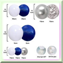 Balloon Arch Kit with Navy White Silver Latex Confetti