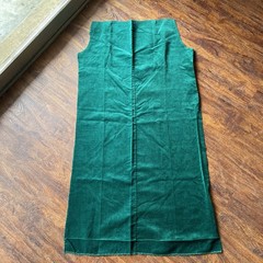 Vintage Christmas Green cotton velvet velveteen fabric used 40″ L x 16-21″ W