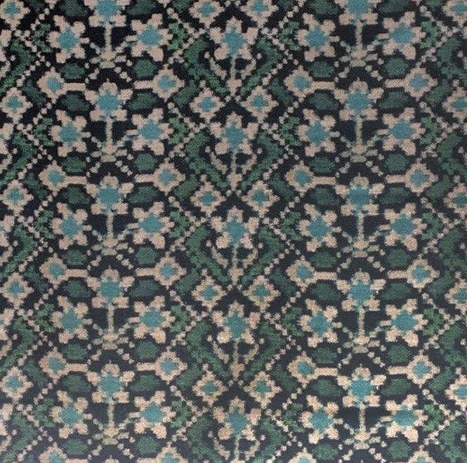 CAROLINA IRVING CURTAIN FABRIC “ALMATY – TEAL” 2.2 METRES – Cotton Velvet
