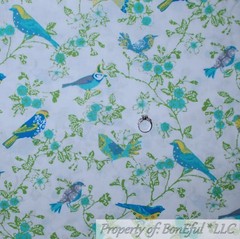 BonEful FABRIC FQ Cotton Quilt White Aqua Blue Teal Green Light Stripe Baby Room
