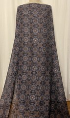 100% High Quality Silk Batiste Geometric Tile Blue Print Fabric By 56″ Wide