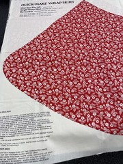 Vintage Red Calico “One Size Fits All Quick Make Wrap Skirt” Cotton Fabric Panel