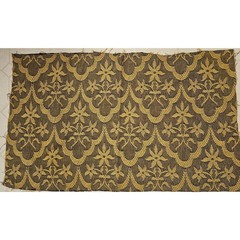Vintage Mustard Gold Black Woven Coverlet Piece Nice