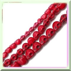 Turquoise Skull Beads with Red Magnesite 6-12mm