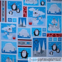 BonEful Fabric FQ Cotton Flannel Quilt White Blue Red Snowflake Winter Polka Dot