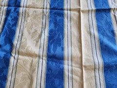 1 Yd/Blue Ivory Gold Waverly-Capulet Stripe-Woven Jacquard Damask Cotton Fabric