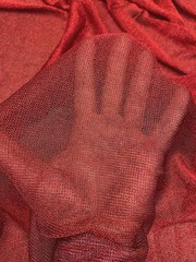 Metallic Chainmail Fabric Ruby Red Sheer 2-Way Stretch 60 Inch Wide