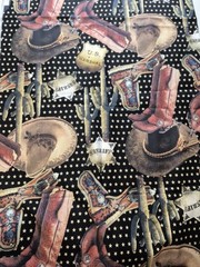 Robert Kaufman Cowboy Fabric 2 Yards Western Boots Hats Cotton Quilting USA