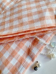 3 yds (20” width) orange plaid soft 100% cotton fabric 260235 DIY bedding A04