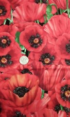 Blank Textiles Fabric BTR-3858 Red Poppies Poppy 1/2yd 44″w Cotton Realistic