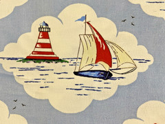 Cath Kidston IKEA Albertina Cotton Canvas Fabric Boats Lighthouses 3.9 Yds x 60″