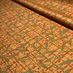 Ivy Trellis Fabric by Classic Cottons Green on Orange Plaid 100% Cotton