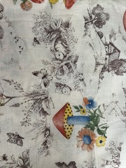 Whimsical 1.5 yd x 44” Fabric Cotton Mushroom Cottage Nature Floral