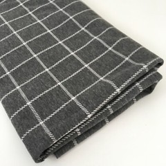 Gray stretch sweatshirt grid print knit fabric 32 x 63 in – mid to heavy weight