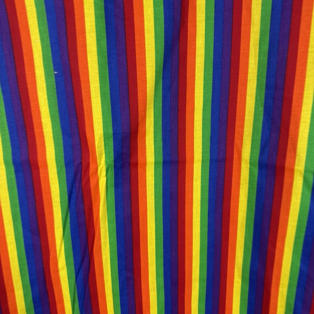 3.56 Yards Rainbow Stripe Fabric 42” Wide Multicolor Bright Striped Cotton