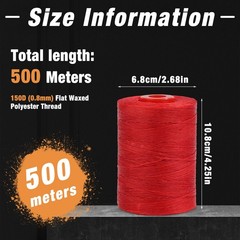 BUTUZE Waxed Linen Thread, 550Yards (500M), 1MM, Red – 500M,