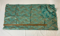 Vtg. Turquoise Blue with Gold Mesh Silk Fabric/Material