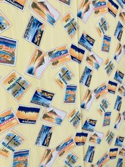JoAnn Fabrics Yellow Hotels of the World Fabric 5 yards Beaches Italy Spain Japa