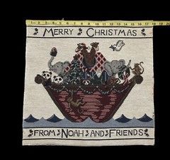 2 Noah’s Arc Woven Tapestry Fabric Squares Ready To Sew 17.5 X 18” And 9” X 9”