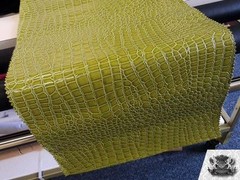 Vinyl Shiny Embossed Crocodile GREEN Fake Leather Upholstery Fabric 54″ Wide BTY