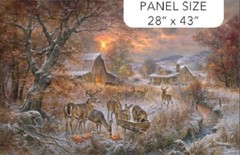 28″ X 44″ Panel First Frost Deer Animals Barns Winter Cotton Fabric D510.73