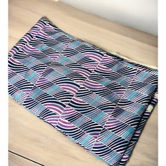 5 1/2 Yards Geometric Striped Curvy Purple Blue Stretch Knit Fabric 60″ W