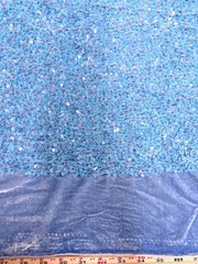 Stephanie LIGHT BLUE Sequins on BLUE Stretch Velvet Fabric by the Yard for Gown