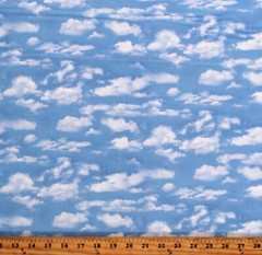 Cotton Clouds Cloudy Sky Skies Nature Blue Fabric Print by Yard D786.14