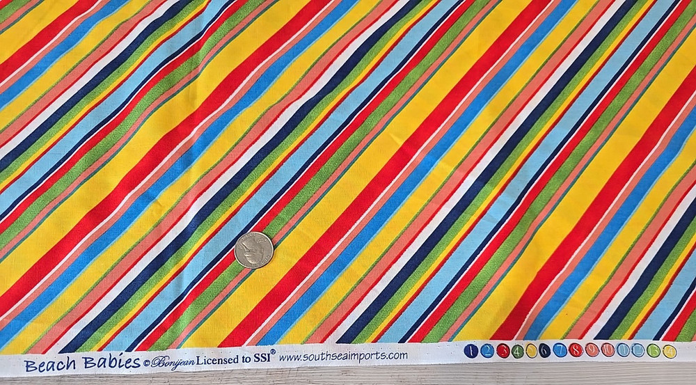 South Sea Imports SSI BEACH BABIES Bonijean Bright Stripe Quilt Fabric 2yds