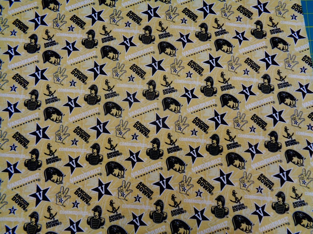 VANDERBILT UNIVERSITY COMMODORES 1/2 YD BRAND NEW DESIGN 100% COTTON