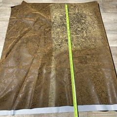 Faux Leather Western Tooled Floral Pattern Embossed Vinyl Fabric Brown 2+ Yards