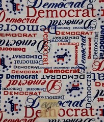 4.4Yd Quilt Cotton Sewing Fabric Patriotic Democrat Donkey Balloons RedWhiteBlue