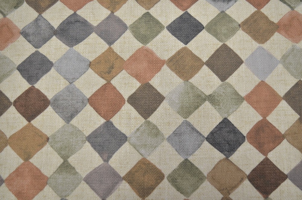 Izmir Sienna Multicolored Harlequin Check Regal Multipurpose Fabric