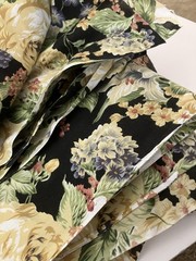 3 1/2 Yards Cotton Floral Fabric Black Background