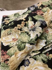 3 1/2 Yards Cotton Floral Fabric Black Background