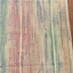 Vintage 1991 Margin Fabric 5.8 Yards 210×57 Watercolor Stripe Pastel Beach